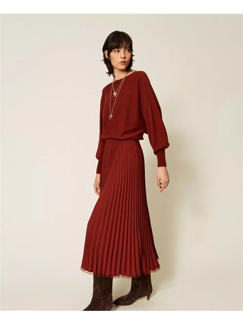 Abito lungo in maglia e crêpe plissé TWINSET | TP3250/06501